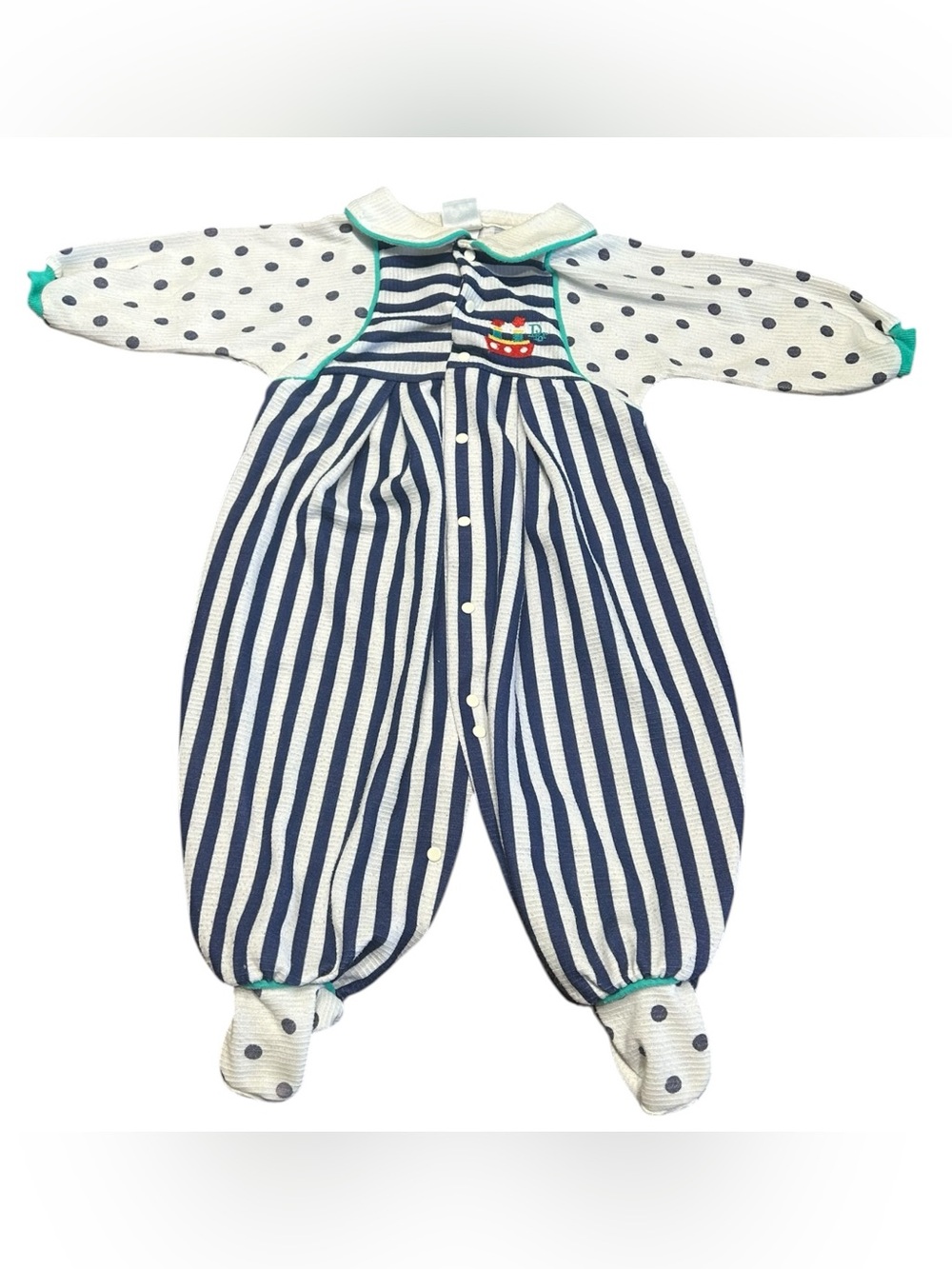 Vintage Baby Dior Nautical Romper Striped Embroidered Boat 18–23 lbs